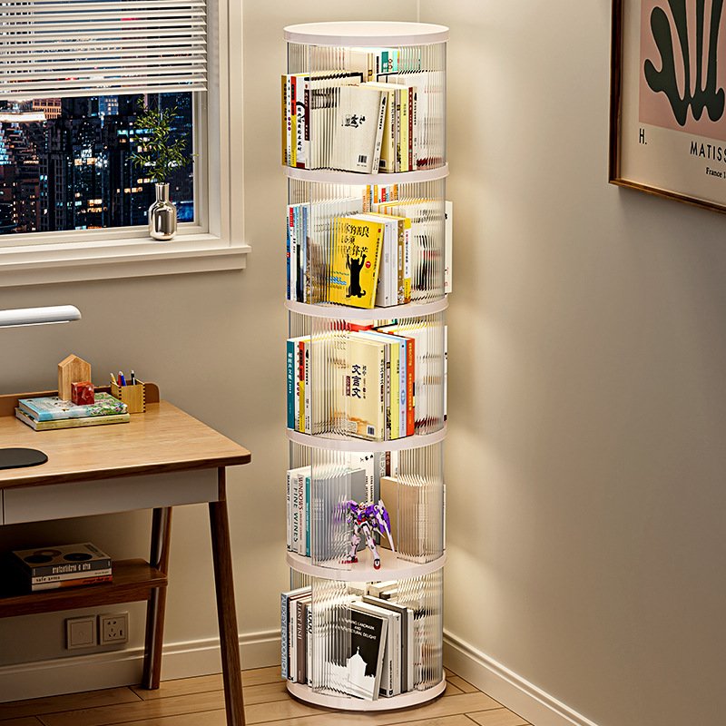 旋转书架落地置物架家用儿童绘本架可移动带轮省空间学生简易书柜