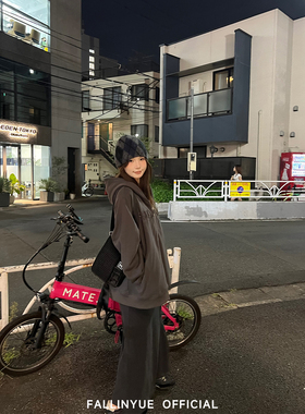 Fallinyue 日常舒适区 连帽拉链宽松卫衣女100棉立体刺绣早秋外套