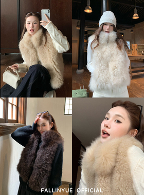 Fallinyue  暮光之城 山羊绒皮毛一体外套女冬款奢贵皮草马甲上衣