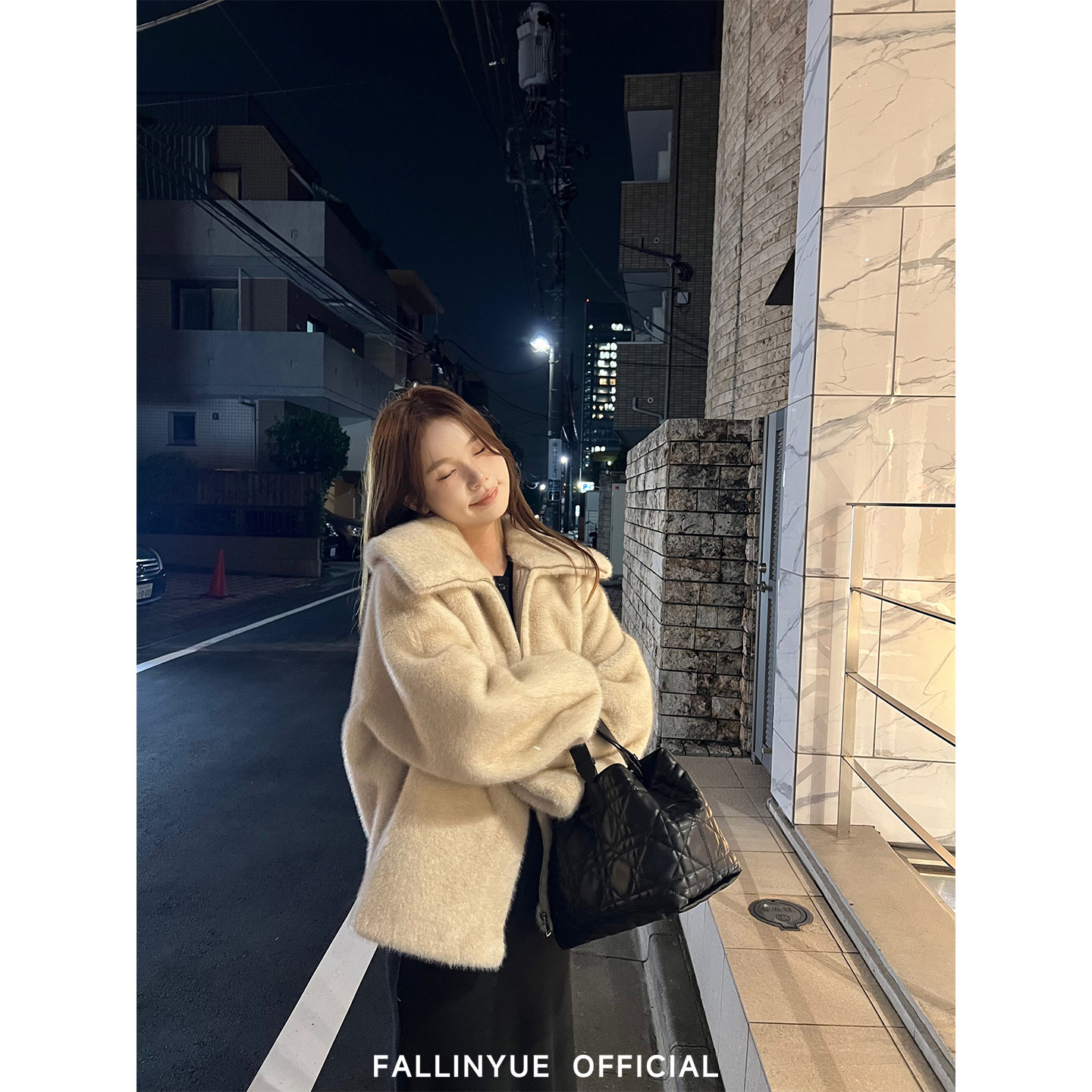 翻领水貂毛环保皮草外套