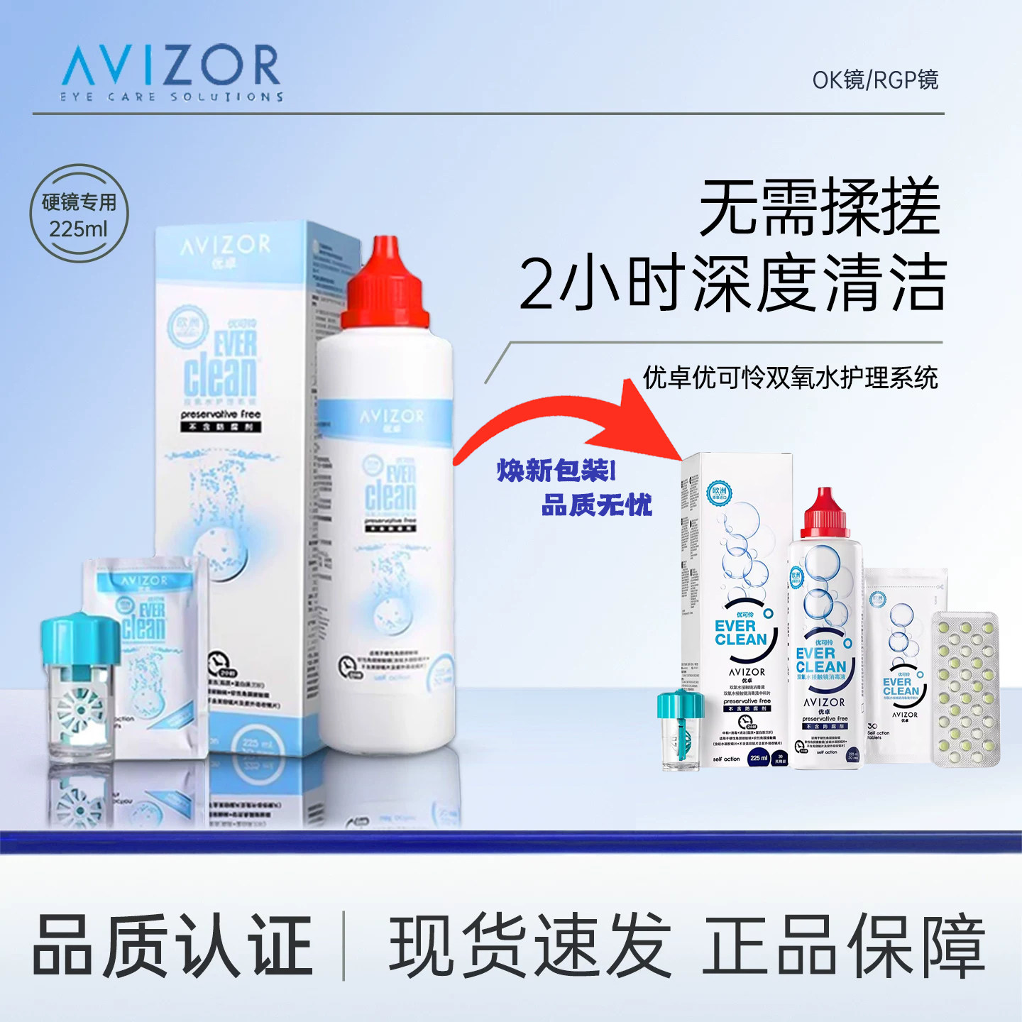 优卓优可伶双氧水225ml中和片硬性RGP角膜塑性镜ok镜双氧水护理液图片