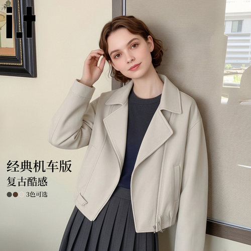 itGROUNDZERO短款机车皮衣女