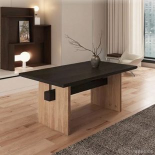 家用餐桌家北欧简约实木万桌子诚缘长方形古侘寂风中工作台饭桌