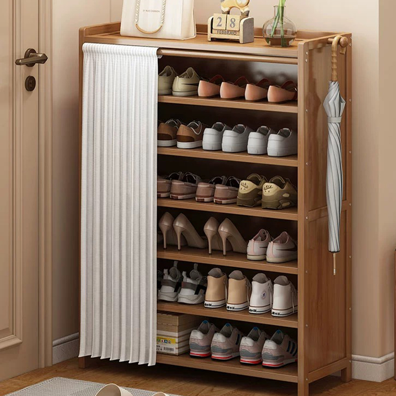 新疆包邮鞋架家用门口室内多层实木鞋柜玄关柜一体Z防尘经济型
