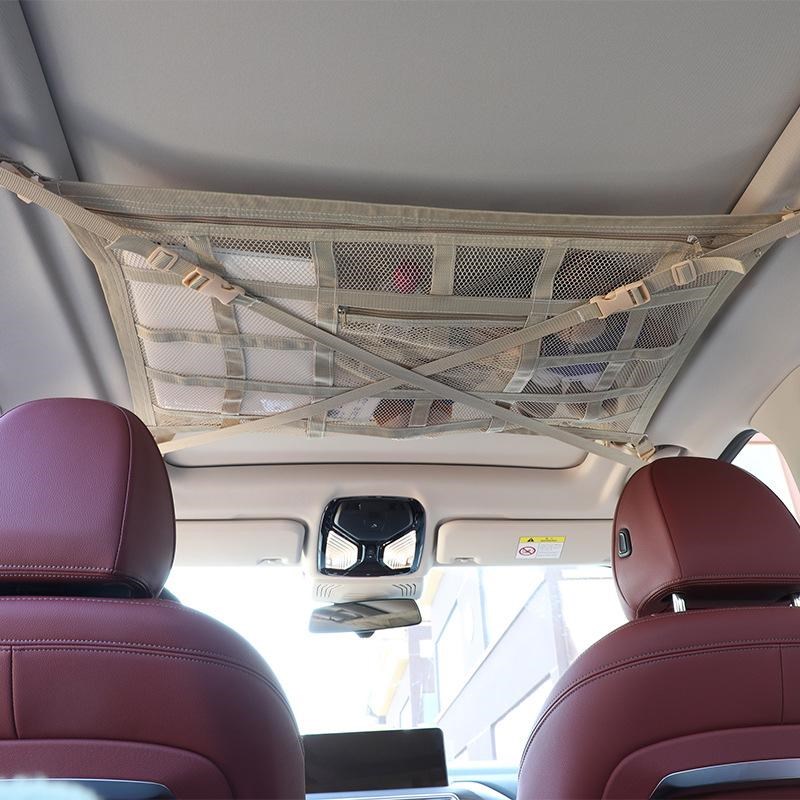 汽车顶棚收纳网交叉款车顶行李架弹力网I兜车内悬挂储物挂袋置物