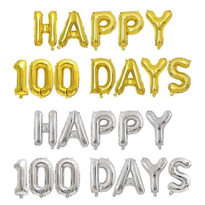 宝宝100天快乐字母 HAPPY 100 DAYS英文字母铝箔气球银色金色组合