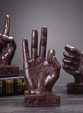 简约现代ok胜利手势摆件书w房酒柜装饰品客厅小摆件创意工艺品摆