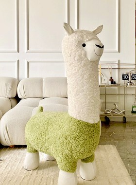 创意羊驼座椅凳子动m物坐凳落地家具摆件客厅装饰乔迁新居搬家礼