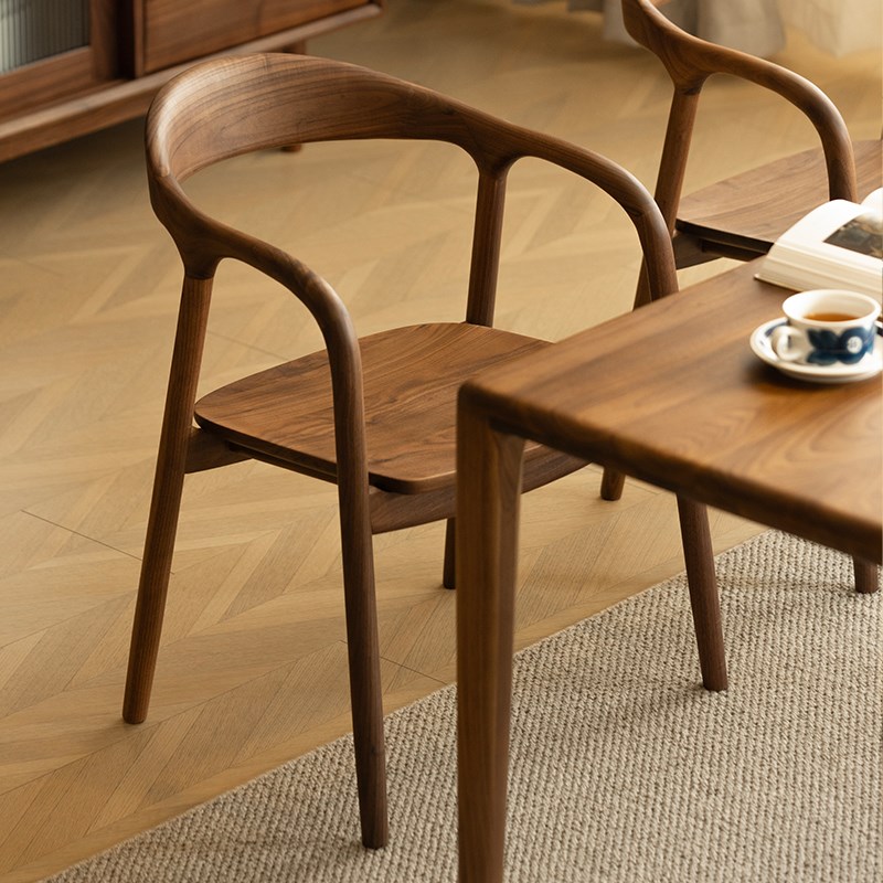 全实木餐椅北欧日式全榫卯舒美特椅洽谈书桌椅靠背椅简约扶手椅子