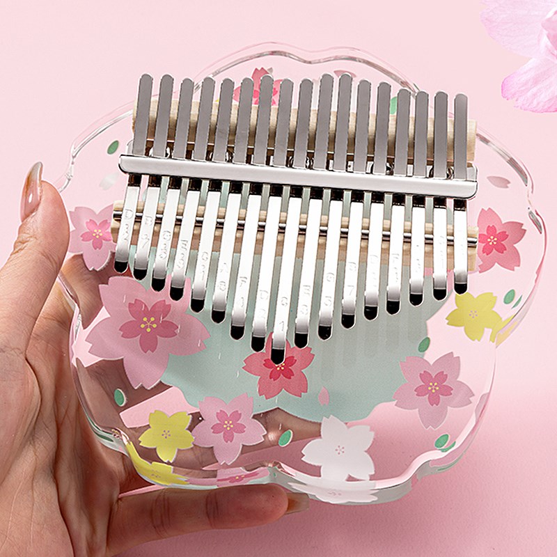 水晶亚克力拇指琴樱花粉女孩卡林巴琴17音21音手指琴初学入门乐器