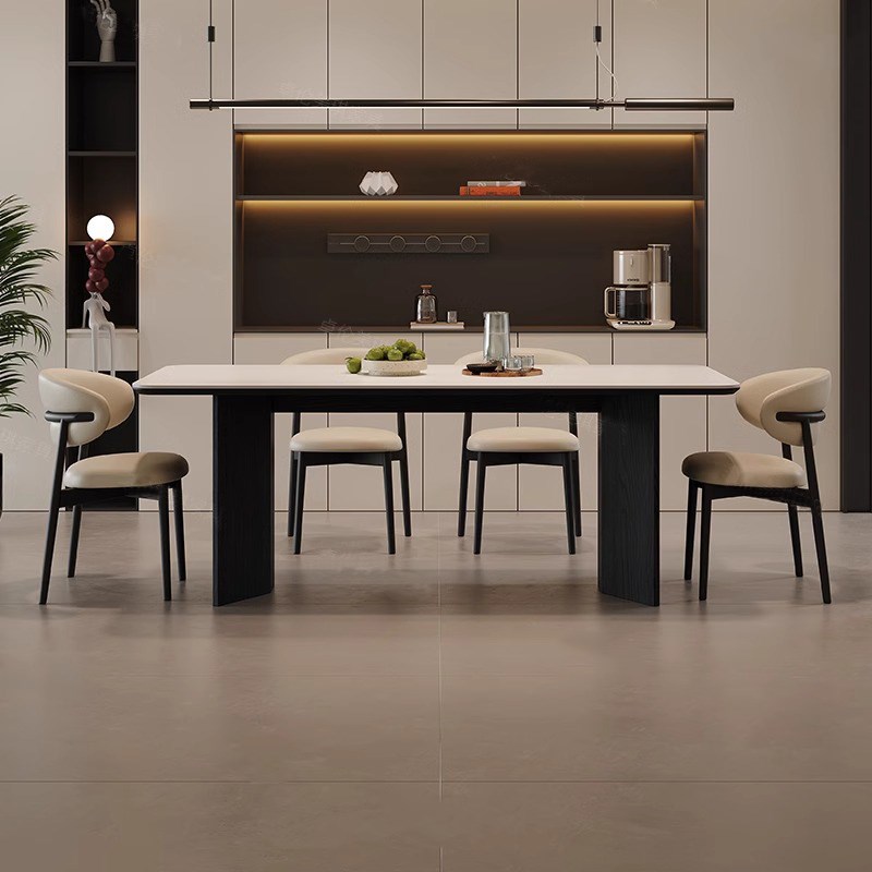 酒幺幺实木岩板餐桌椅24新款家用小户型现代简约轻奢高级感奶油风