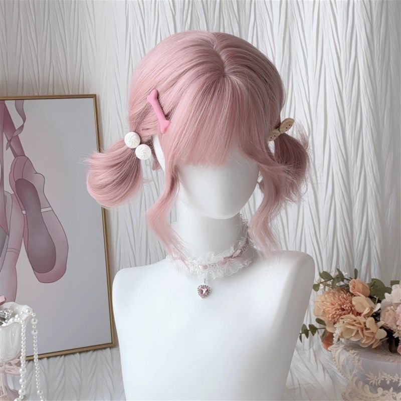 粉色假发女短发卷发lolita日常甜妹羊毛卷日系软妹双马尾jk全头套,美发护发/假发,日常整顶假发,淘宝优惠券,粉丝福利购,淘宝优惠卷