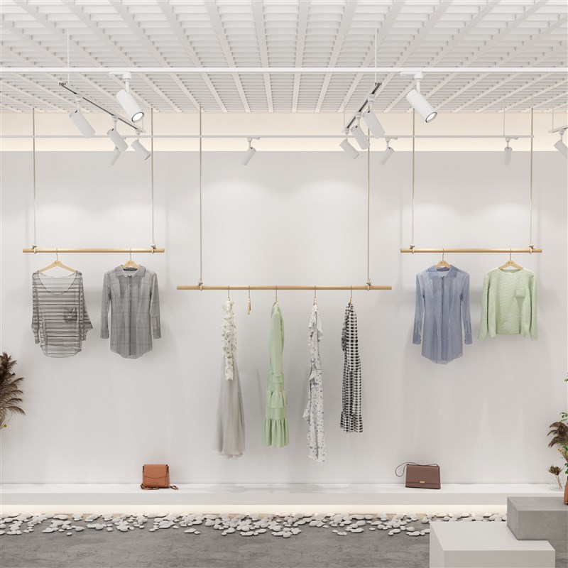 服装店展示架挂衣杆女装店悬挂吊杆上墙橱窗吊架童装店挂衣架实木