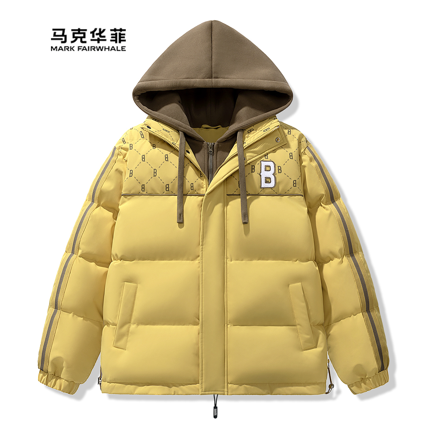 假两件连帽棉衣冬季加厚保暖外套