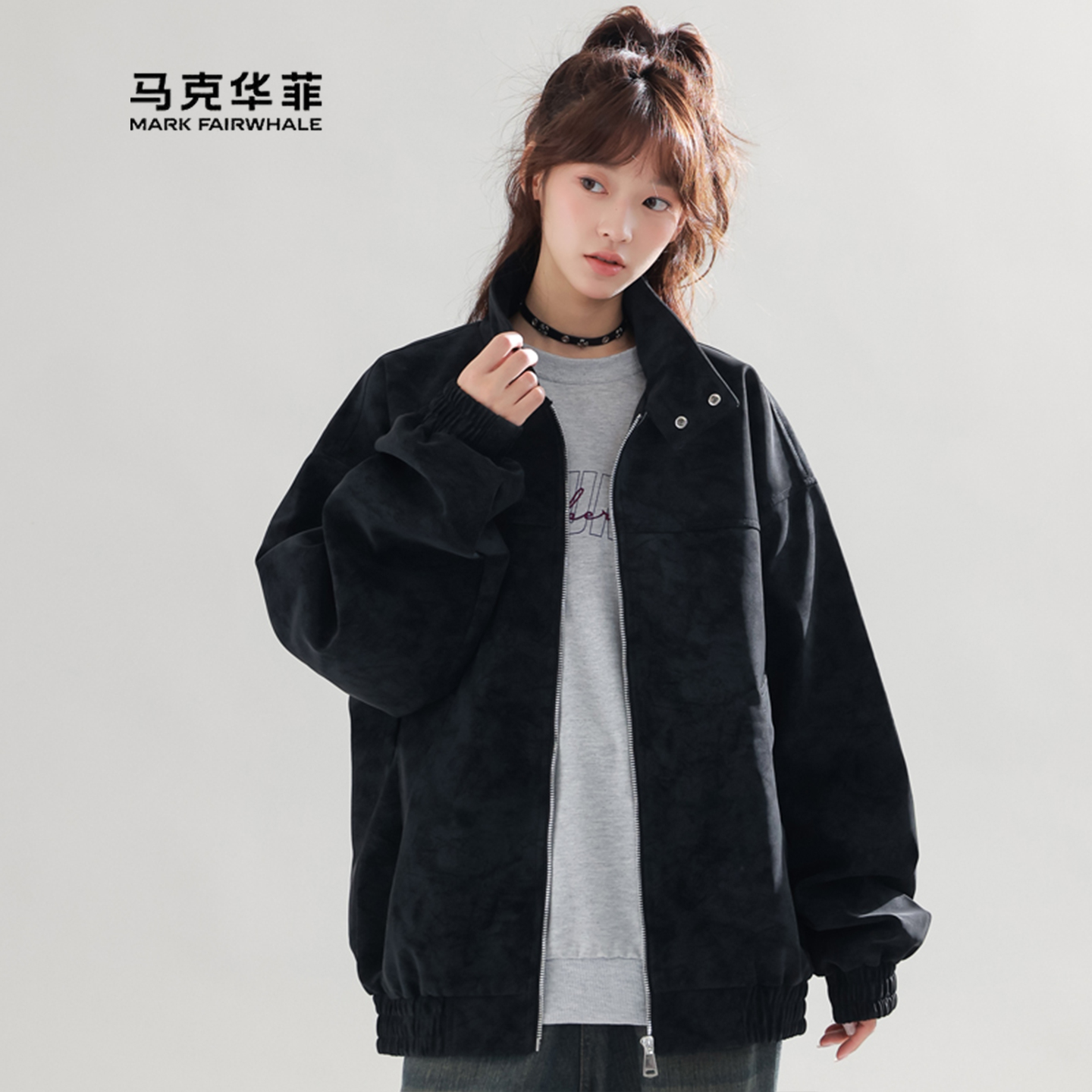 黑色PU皮复古夹克男款秋立领机车