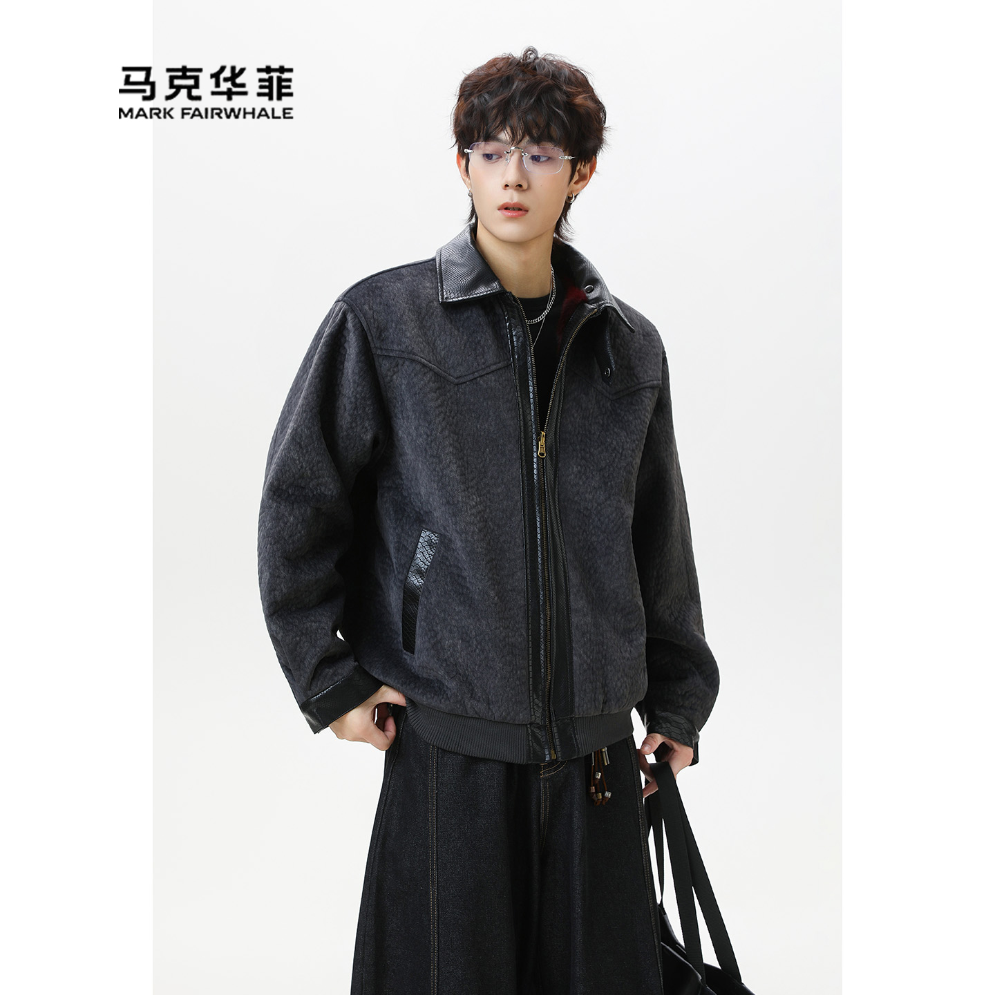 美式复古翻领棉衣加厚两面穿外套