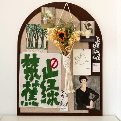干花卡片毛毡板套装照片墙留言软木板展示板卧室玄关背景墙面装饰