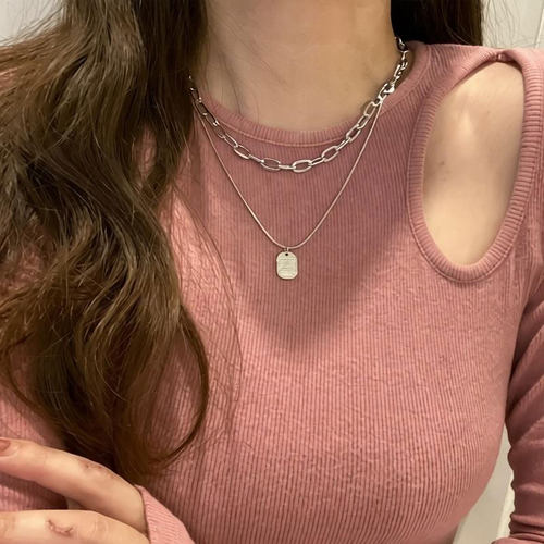 轻奢小众双层叠戴毛衣链女款秋冬