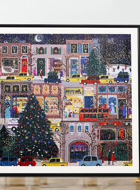 galison冬灯圣诞拼图框1000片50*75框架裱框铝合金实木框定制画框