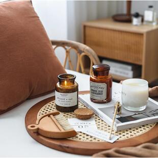 中古藤编托盘拍照道具摄影六边圆形黑棕色木头质桌面收纳首饰摆件