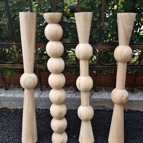 网红糖葫芦实木家具腿餐桌腿吧台支撑柱脚圆球体桌子腿边几腿定制