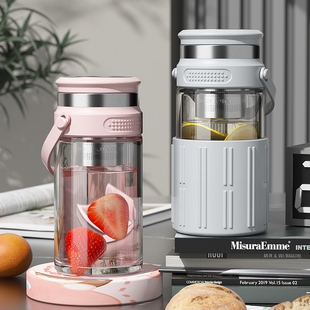 玻璃杯茶水分离泡茶杯大容量水杯高颜值耐高温女士高档男带盖杯子