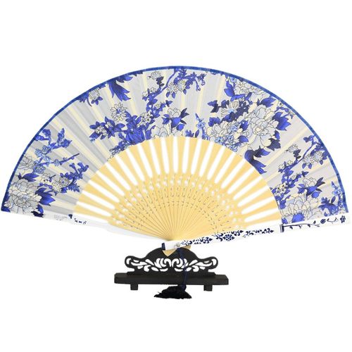 王星记扇子真丝绢扇青花瓷礼盒套装中国风古风女式礼品折扇工艺扇