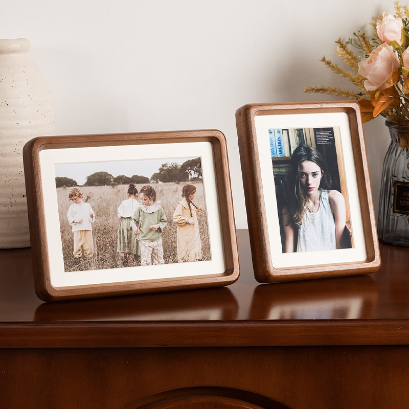 黑胡桃实木相框照片摆台高级感6寸7寸8寸10寸洗照片做成画框挂墙