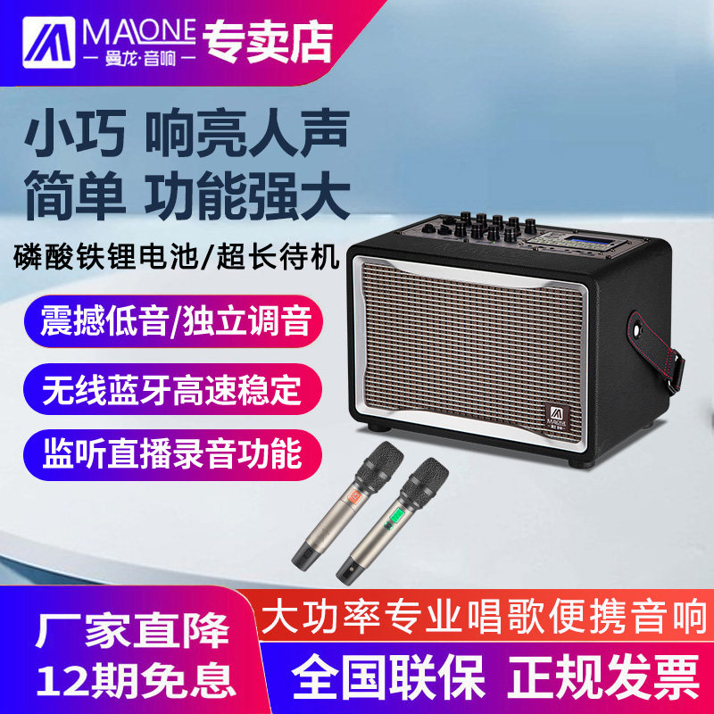 曼龙户外音响便携式带无线蓝牙话筒重低音专业广场舞吉他K歌音箱