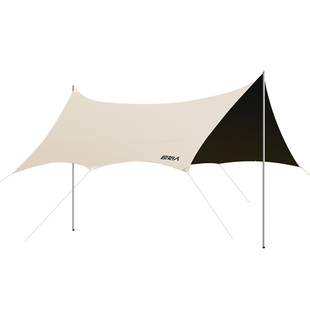 原始人黑胶天幕帐篷户外露营装备野营遮阳棚野餐桌椅防晒八角蝶形