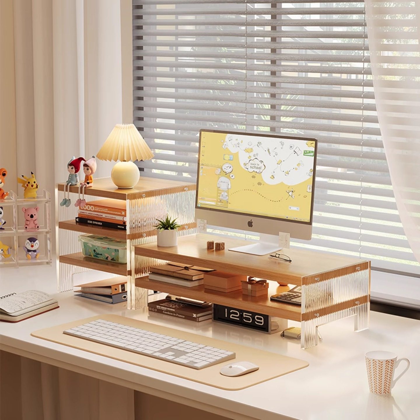 台式工位电脑架家用办公桌面收纳置物架亚克力显示器垫高托架,住宅家具,搁板/置物架/家用陈列架,淘宝优惠券,粉丝福利购,淘宝优惠卷