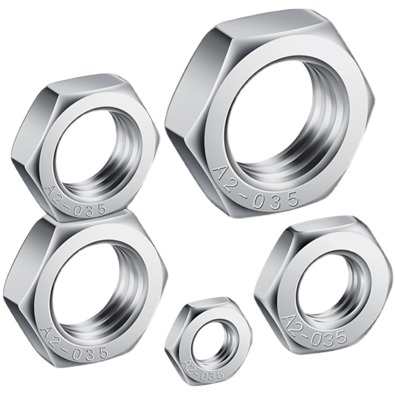 304不锈钢国标普通牙/薄螺母六角薄螺帽M5M6M8M10M12M16M18M20M24