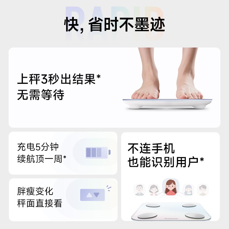 【新品上市】云麦智能体脂秤mini5家用精准称重电子秤体重秤