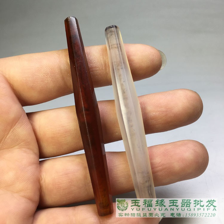 古玩杂项老珠子辽金老玛瑙大号长六棱管珠勒子项链竹节勒子老配饰