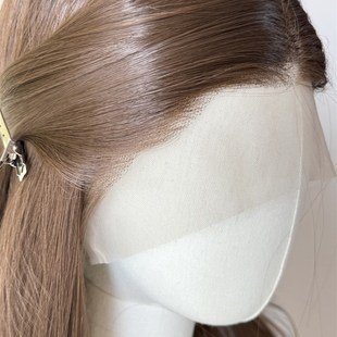 茶棕桦棕色中分cos手钩前额蕾丝假发毛胚古风古装通用广陵王75cm