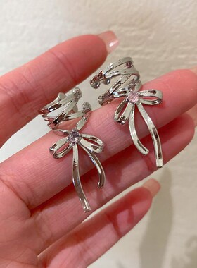 丝带美学耳骨夹/RINGRING商店耳夹清冷芭蕾风丝带蝴蝶结耳饰女