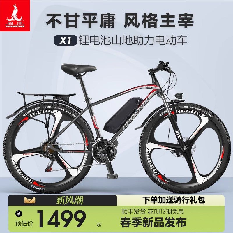 凤凰锂电池电动自行车新国标男女士成年人小型助力电单车电动车