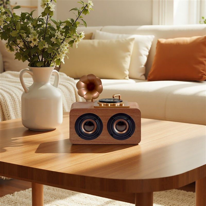 复古怀旧实木无线蓝牙音箱高音质大音量插卡u盘3.5音频输入