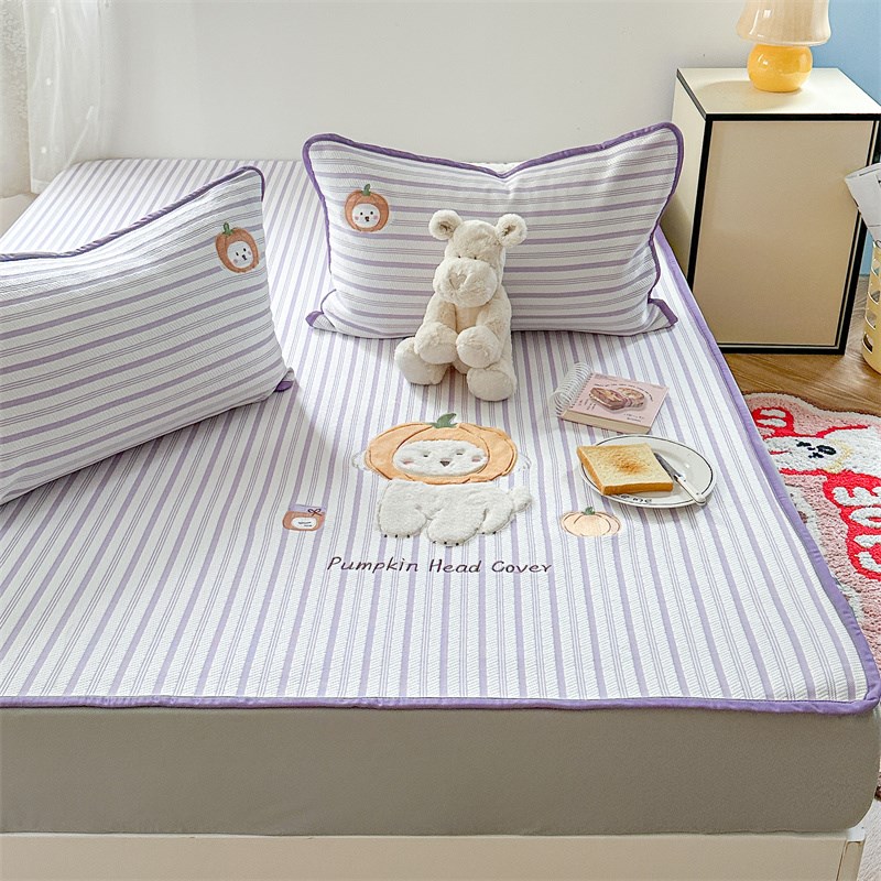 【富士商店】条纹卡通冰感软席夏凉席空调席床笠三件套1.5m1.8米