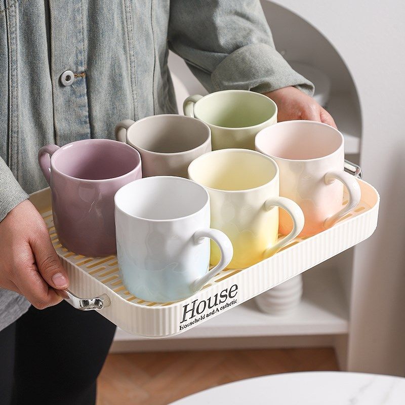 陶瓷杯子套装轻奢高颜值乔迁家用客厅待客喝水杯子一家人耐热茶杯