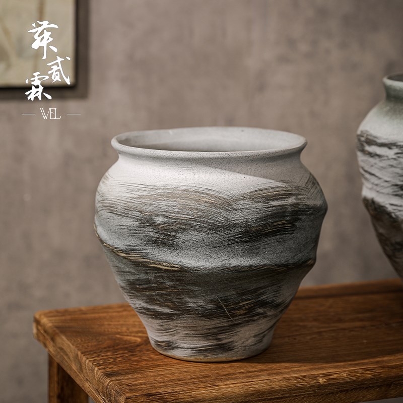 景德镇陶瓷花盆诧寂风花瓶客厅摆件盆景盆兰花君子兰民宿花插