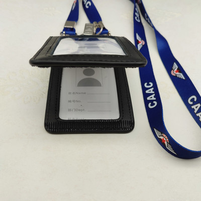 中国民航证件卡套CAAC机场控制区出入工牌双层皮质高清窗口胸牌挂