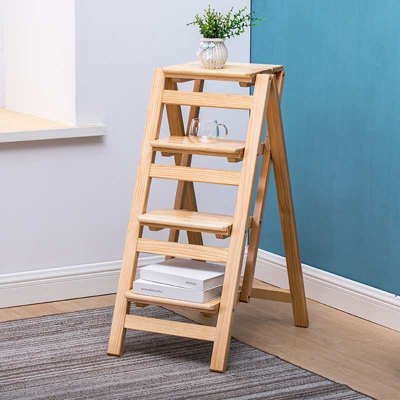 梯子家用折叠梯凳人字梯实木二三四步梯椅凳花架室内登高爬小梯子