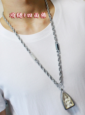 甄子丹明星同款项链高端泰国佛牌挂链子关公男女三双挂钛钢不掉色