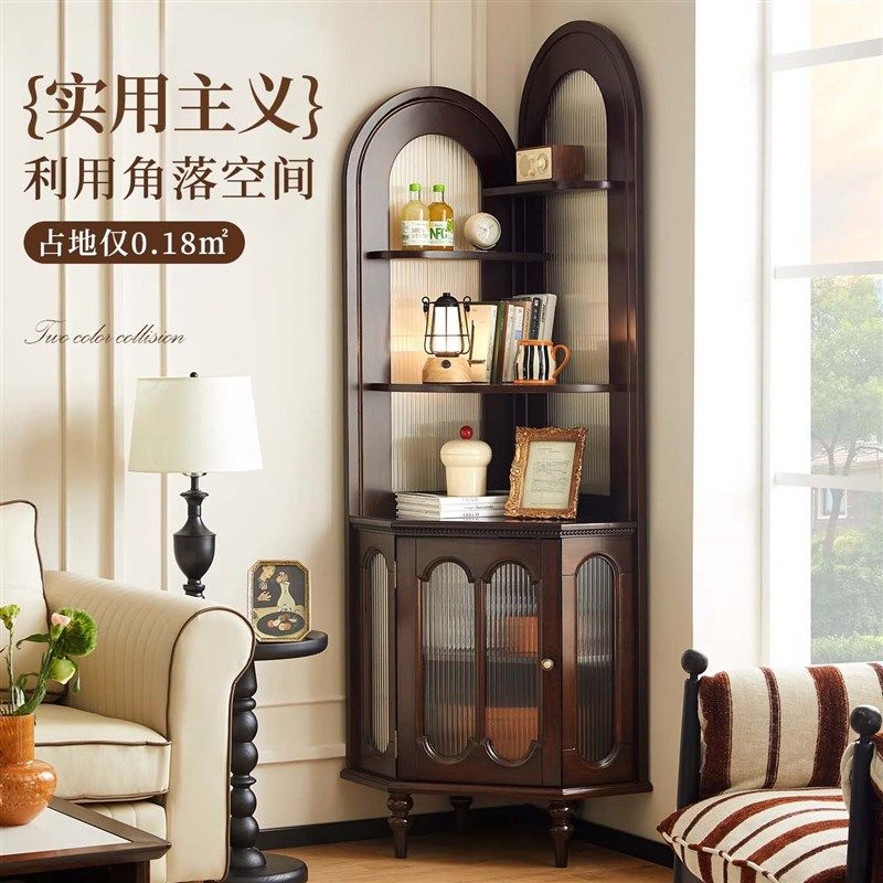 半岛美式复古实木客厅转角柜三角柜法式墙角柜置物架靠墙一体,住宅家具,角柜,淘宝优惠券,粉丝福利购,淘宝优惠卷