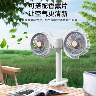夹子风扇双头可旋转办公室桌面宿舍家用usb充电小型风扇吊挂式