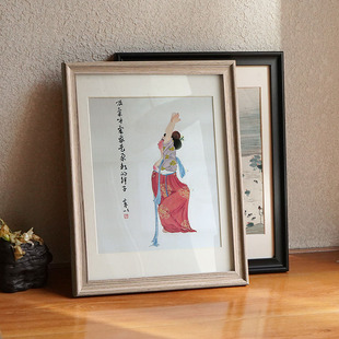 A3海报框A4 裱画框原木色4k8开20寸24 欧式 相框挂墙30寸实木拼图装