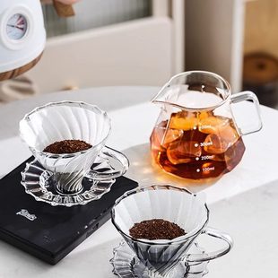 分享壶套装 Bincoo螺纹玻璃v60滤杯手冲咖啡滴漏式 过滤器滤纸漏斗
