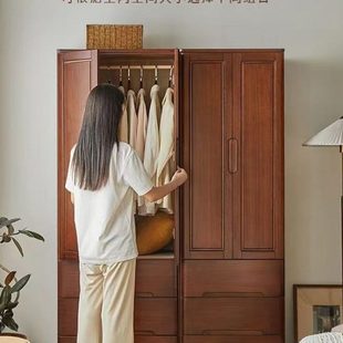 窄款 实木衣柜卧室家用小户型收纳柜儿童衣橱储物柜简易立式 挂衣柜
