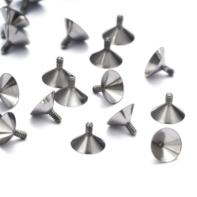 F136医学钛合金空托耳钉漏斗华子钻diy配件养耳洞耳骨耳蜗钉平底